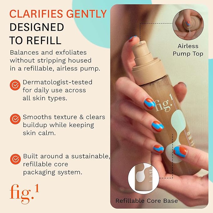 Fig.1 Clarifying Gel Cleanser | AHA BHA Tea Tree Oil Formula for Oily & Sensitive Skin Face wash | Deep Pore Cleansing, Dermatologist-Tested for Acne Prone, Vegan & Refillable Skincare Solution, 100ml