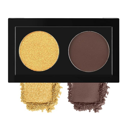Duo Eye Shadow Powder，Gold Shimmer Brown Matte Eyeshadow Makeup Palette，Neutral Shades Eyeshadow Palette for Woman Daily Eyes Looks，Highly Pigmented，Smooth, Blendable，sombras de ojos, Cruelty-Free 08