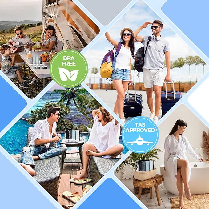 16Pack Travel Bottles for Toiletries, TSA Approved Travel Size Toiletries Containers Set, Silicone Leak Proof Refillable Bottles Elastic Sleeves Creams Jars Accessories Kit W/Clear Bag (Mint Green)