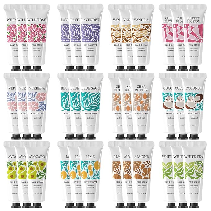 BODY & EARTH # LOVE 36 Pack Hand Cream Gifts Set for Women, Mini Moisturizing Hand Lotion For Dry Hands, Travel Size Hand Cream Bulk Hand Lotion Gifts for Women, Bridesmaid Gifts, Appreciation Gifts
