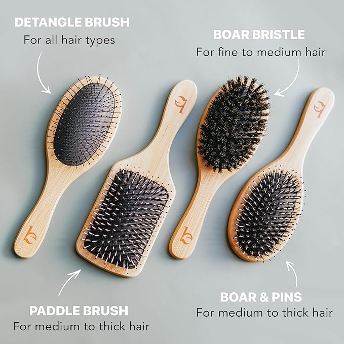 Detangler Bamboo Detangling Hair Brush - For Women, Men, and Kids, Wet or Dry Use With Hair Products