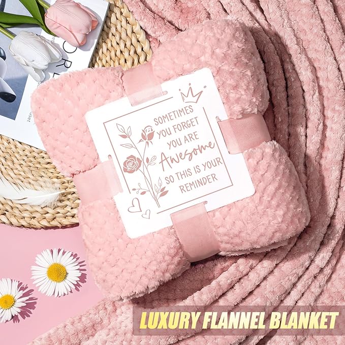 Mother's Day Gifts for Mom - Birthday Gifts for Women Get Well Soon Gifts Self Care Gifts Rose Relaxing Spa Gift Basket Care Package w/ Flannel Blanket 40 OZ Tumbler for Wife Grandma Friend Sister Her