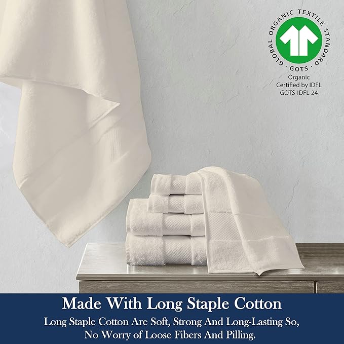 Delara Organic Cotton Luxuriously Plush Bath Towel 33 Piece Set|GOTS & Oeko-TEX Certified|Premium Hotel Quality Towels|Feather Touch Technology|650 GSM Long Staple|Soft, Quick Dry & Ultra-Absorbent