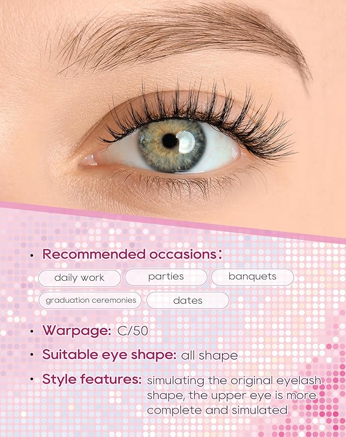 Frihappy Fake Eye Lashes Mink Lashes False Eyelashes Natural Lashes False Lashes Wispy Eyelashes Natural Look 3D Air-Aguila