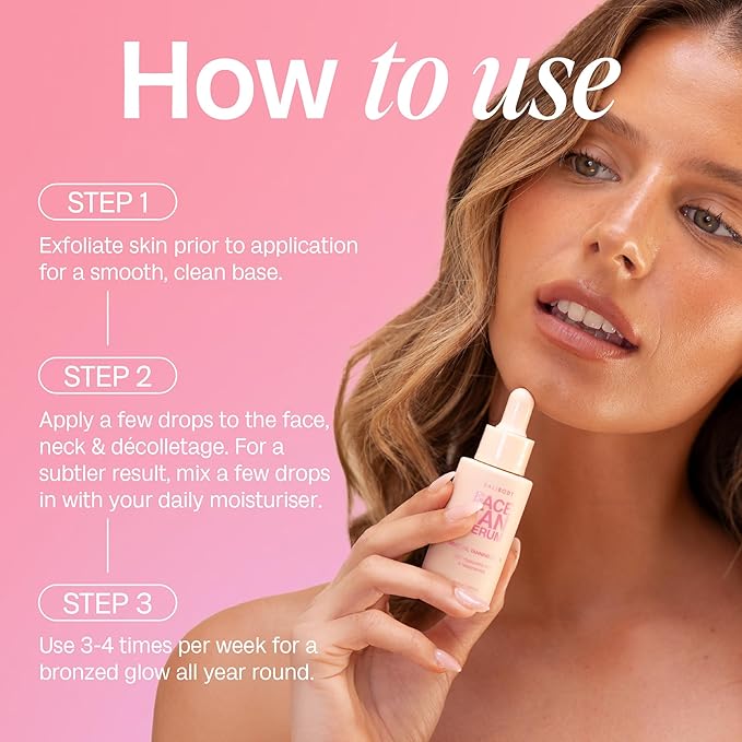 Bali Body Face Tan Serum | Gradual Face Serum for a Customizable Tan | Lightweight, includes Hyaluronic Acid & Niacinamide for All Skin Types | Vegan, Cruelty Free, Australian Made (30 ml/1.01 fl oz)