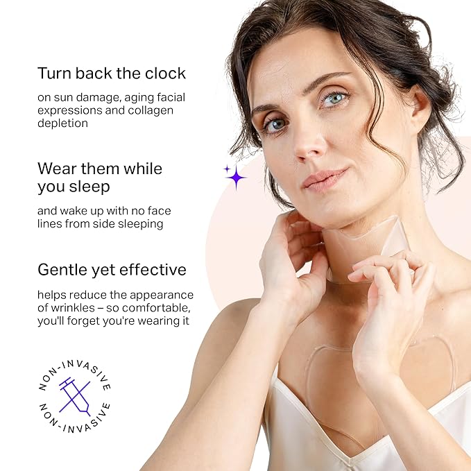 BLUMBODY Chest, Neck Wrinkle Pads – Anti-Wrinkle Silicone Patches Skin Firming, Smoothing – Reusable Overnight Pad – Anti-Aging Crepe Erase Pads – Neck, Décolleté (1-Month Supply)