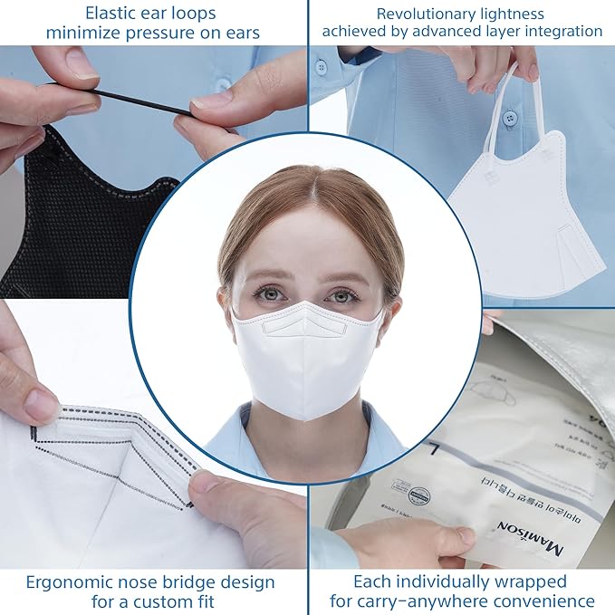 50 Packs, Made in KOREA Premium KF94 Fine Dust Protection Individually Packaged Face Mask