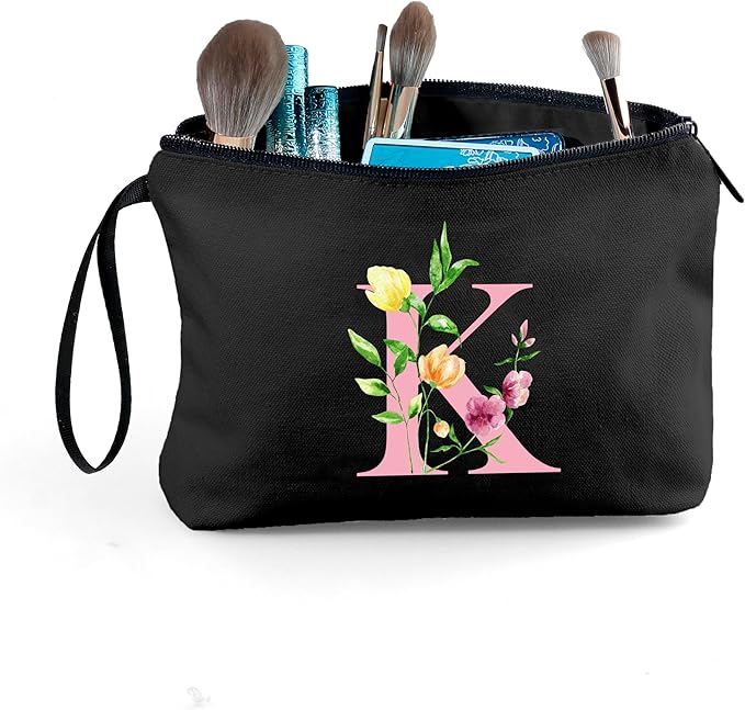 Mom Birthday Thank You Appreciation Gifts for Women Aunt Teacher Coworkers Bride Bridesmaid Monogrammed Travel Makeup Cosmetic Bag with Mirror Valentines Mothers Day Christmas Graduation K