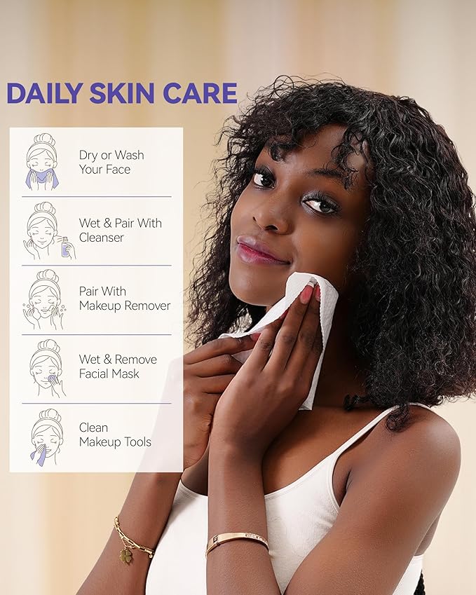 Face Towels Disposable, Face Towelette Disposable, Soft Disposable Face Towel for Makeup Remover, Thick Face Cloths for Women Cleansing, Skin Care, 7.8"×7.8", 80 Count (2 Pack)