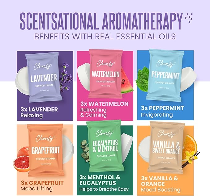 Cleverfy Shower Steamers Aromatherapy – Stocking Stuffers for Women, Teens and Wife – Christmas Gifts for Women and Teen Girls – White Elephant Gifts for Adults – 18 Tablets