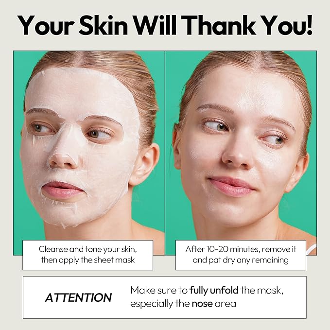 LAPCOS Cica Sheet Mask, Daily Face Mask with Cantella Plant Extract to Regenerate and Revitalize Skin, Korean Beauty Favorite, 5-Pack