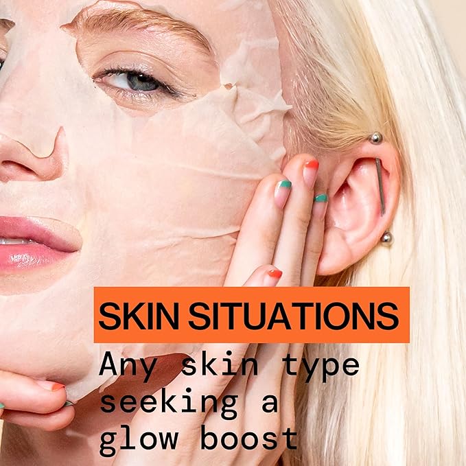 Pacifica Sheet Face Mask - 12 Pack - Glow Baby Brightening Facial Mask w/Vitamin C, Aloe & Kelp – Cooling Mask for Dark Spots & Fine Lines - Clean Beauty Vegan & Cruelty-Free Dermatologist Tested