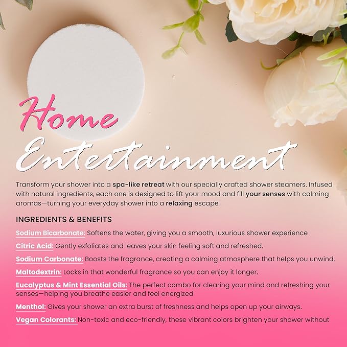 Shower Steamers Aromatherapy - 8 Pack Eucalyptus Shower Steamers for Women & Men with Essential Oils, Natural Stress Relief & Self Care Shower tablets for Spa, Mothers Day Gift, Birthday and Christmas