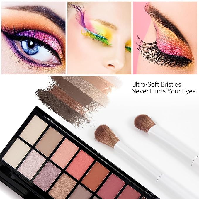 Eye Makeup Brush Set, 6 Pcs Professional Blending Eyeshadow Makeup Brushes for Concealer Eyebrows Eyeliner, Soft Hairs & Wood Handle… (white 6pcs)