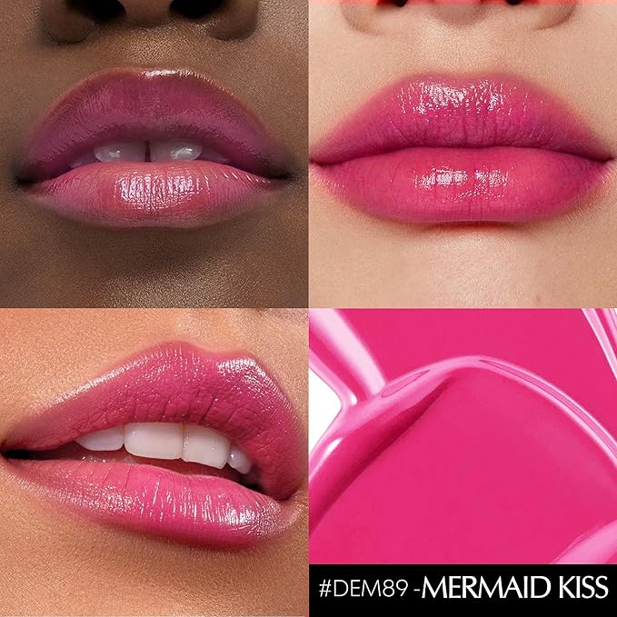 Pink Lipstick for Women Hydrate Glossy Lipstick Moisture Lip Gloss Sheer-Medium Coverage Hot Pink Shine Tinted Lip Balm for Dry Lips, DM89 Hot Pink