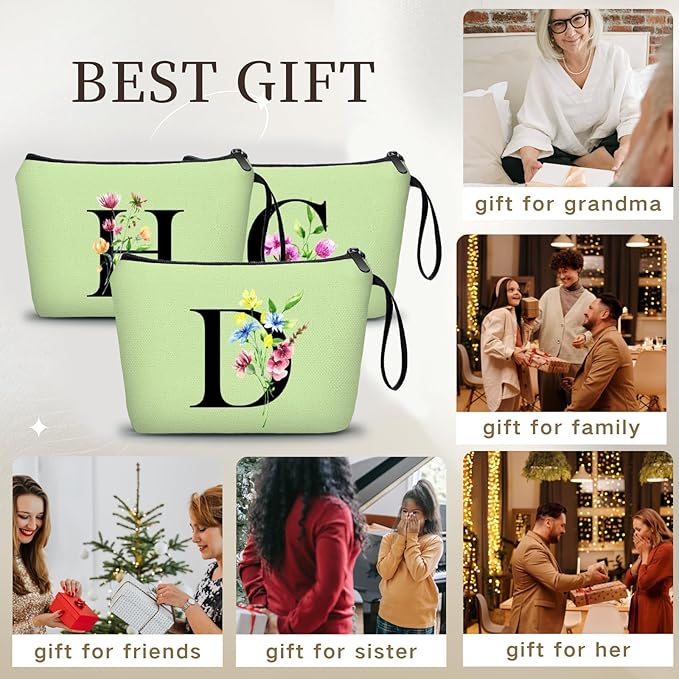 Women Birthday Maid of Honor Monogrammed Gifts for Bride Bridesmaid Sister Friend Her Teacher Makeup Cosmetic Bag with Mirror Mothers Day Christmas Graduation D