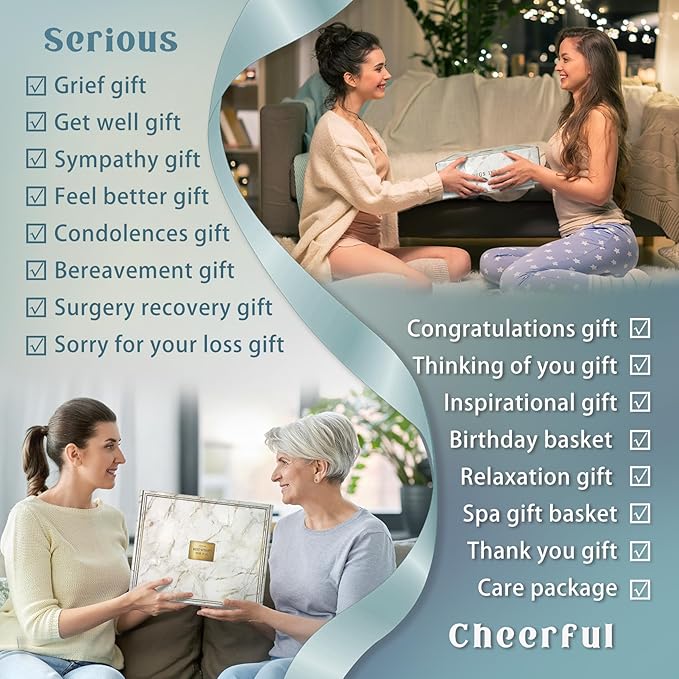 Birthday Gifts for Women Self Care Gifts Get Well Soon Gifts Baskets for Women After Surgery with moon lamp, 11PC Spa,Thinking of You Gift, Care Package for Mom Friend (turquoise)