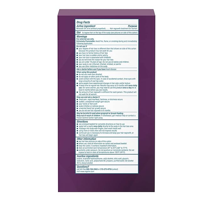 Rogaine for Women 5% Minoxidil Foam, Growth Treatment for Thinning & Hair Loss, Once-A-Day Unscented Topical Foam, Regrow Fuller Thicker Hair, Dermatologist Recommended, 4-Month Supply, 2 x 2.11 oz