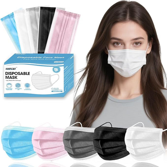NNPCBT 5 Color Disposable Face Masks 125 Pack,3-Ply Breathable Mask For Adults,Great For Outdoors,Home, Office, School