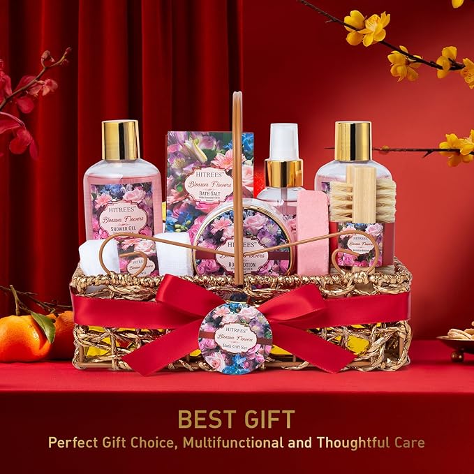 Gifts For Women Gift Basket for Women– 9 Piece Set of ROSE JASMINE Home Spa Set, Spa Gift Basket, Friendship Gifts, Shower Care Set - Bath Pampering Package, Bath Gift Set for Her, Mom, Mothers Day