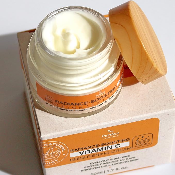 Purifect Vitamin C Brightening Facial Moisturizer Cream – Radiance-Boosting Hydration with Vitamin C, E, Collagen & Hyaluronic Acid – Non-Greasy, Made in USA, 50ml