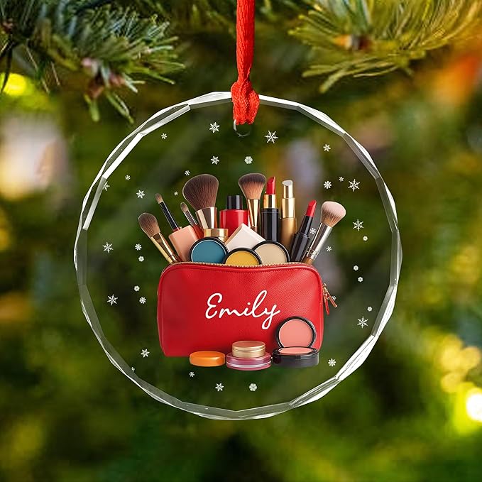Personalized Makeup Tools Christmas Ornament 2025, Makeup Box Christmas Ornament Gift for Makeup Artist, Christmas Tree Decor for Makeup Shop, Gift for New Makeup Coworkers (Makeup 5)