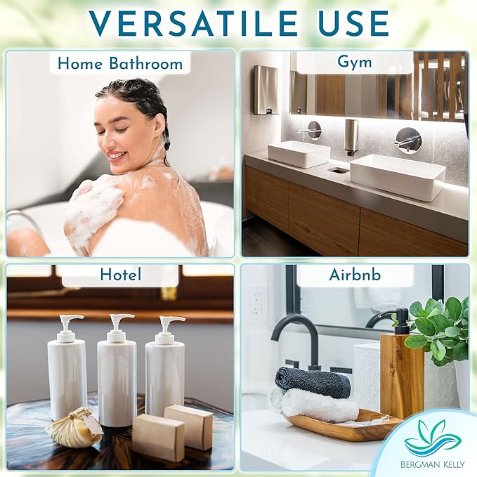 Bergman Kelly - Replacement Shampoo, Conditioner & Body Wash Refill Set - 12.6 oz, 3 Piece Set - Tropical Waterfall - for Dispensers - Delight Guests with Invigorating & Refreshing Hotel Hospitality