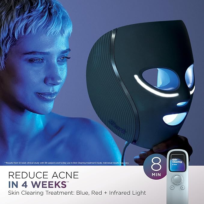 Shark CryoGlow LED Face Mask with Under-Eye Cooling, Anti-Ageing & Blemish Repair, Red & Blue LED, Infrared Light Therapy, USB-C, Remote Control, Storage Bag, Lilac Chill, FW312PL