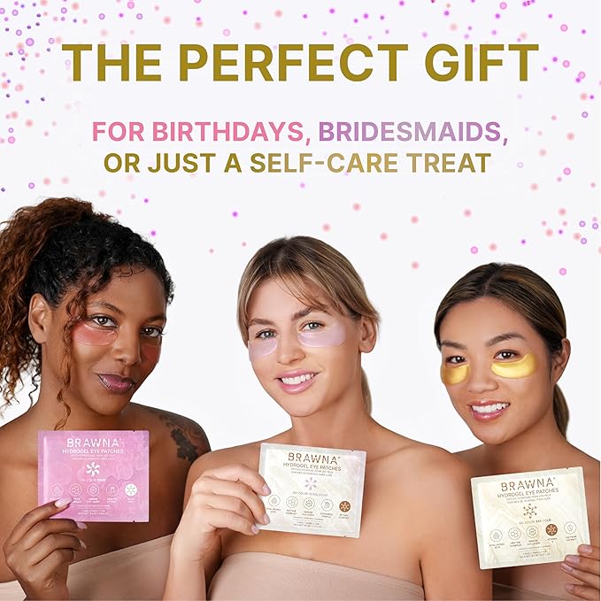BRAWNA Hydrogel Undereye Mask Patch Gift Set with Hyaluronic Acid, Collagen, Retinol, Caffeine, Peptide, Kojic Acid, Arbutin - For Dark Circles, Puffy Eyes, Undereye Bags, Wrinkles -12 Pairs