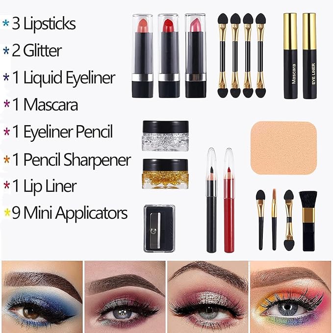 M 58 Color Professional Makeup Kit, makeup pallet,All In One Makeup Set for Women Girls Beginner,Include Eyeshadow Facial Blusher Eyebrow Powder Face Concealer Powder Eyeliner Pencil and a Mirror(331Y)