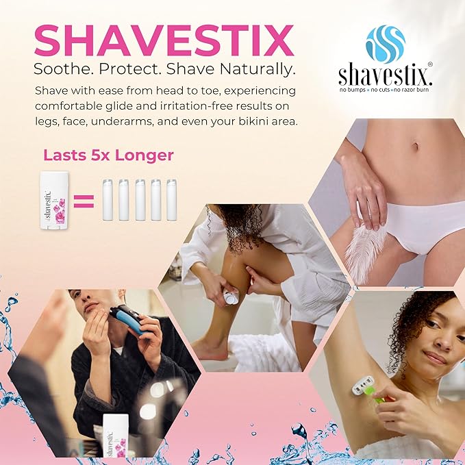 Shavestix Travel Size Shave Stick 2.75 Oz | Pink Peonies Scented Shaving Stick Gel Bar | Hair Removal Shaving Cream for Women | Avert Razor Bumps, Burn