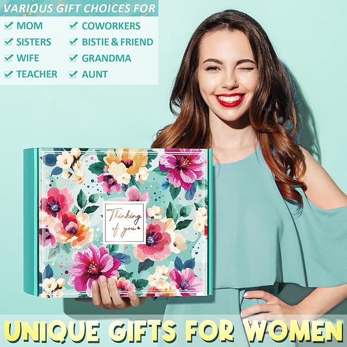 Birthday Gifts for Women Self Care Get Well Soon Gifts, Ocean Relaxing Spa Gifts Box Care Package Basket w/ Luxury Flannel Blanket 40 oz Tumbler, Christmas Gifts Set for Mom Her Wife Girlfriend Sister