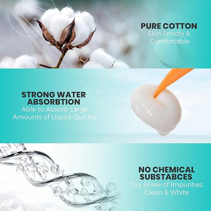 100% Pure Cotton Balls—Ultra-Soft, Absorbent, Multipurpose for Skincare, Makeup Removal, Baby Care, First Aid, Crafts—Hypoallergenic & Lint–Free—Large 1000/Pk for Home, Salon & Medical Use.