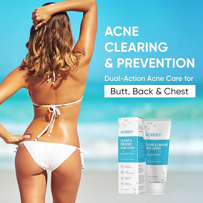 Butt Acne Clearing Treatment Cream: Clears & Prevents Breakouts Fast – Gentle Body & Back Lotion for Clogged Pores, Folliculitis & Bumps, 2% Salicylic Acid & Niacinamide, Ideal for Women, Men & Teens