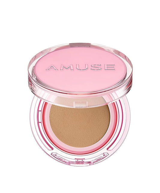 Amuse SEOUL DEW POWER VEGAN CUSHION FOUNDATION | Dewy, glow, long-lasting, double coverage, clean beauty, lightweight, natural look, foundation for sensitive skin, hydrating cushion (04 TAN)