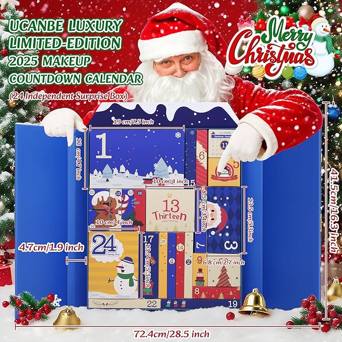 UCANBE Luxury Makeup Advent Calendar 2025, 24 Days Christmas Makeup Gift Set for Adult Women & Teen Girls, 2025 Xmas Beauty & Cosmetic Countdown Calendar Holiday Surprise Limited-Edition Make Up Gifts Kit