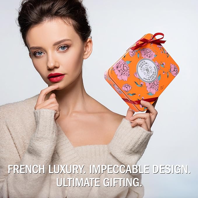 La Chatelaine Hand Cream Trio Tin, Holiday Gift Set, Natural Hand Lotion, Made in France with 20% Organic Shea Butter, Nourishing (Gardenia or Coconut Milk, Orange Blossom, Oud Rose) 3 x 1 fl. oz