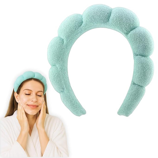 Skincare Headband - Hair Band for Washing Face & Makeup Headband for Women - Terry Cloth Hairband for Spa & Skincare Routines - Perfect for Face Wash & Makeup Application (Light Turquoise)