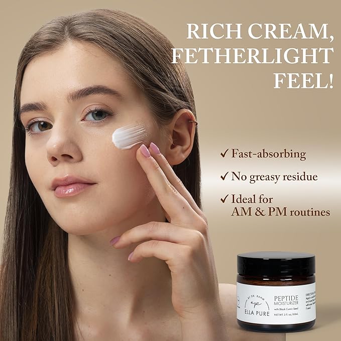 Peptide Face Moisturizer with Collagen Peptides & Natural Oils - Hydrating Cream with Vitamin B5, Aloe Vera & Organic Botanicals for Daily Skin Care - Nourishing Formula for All Skin Types