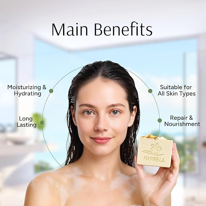 Marbela Cosmetics Wild Jasmine Handmade Soap Bar - Made in USA, Vegan Friendly, Palm Oil Free, Natural Bar Soap - Gentle Face & Body Soap for Daily Skin Care, Moisturizing & Nourishing - 3.5 oz