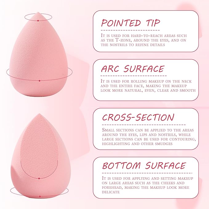 6 Pieces New Makeup Sponge Set Micro Porous Low Absorption, Latex Free, Wonder Beauty Blenders, Suitable For Powder Cream and Liquid, Super Soft Beauty Cosmetics