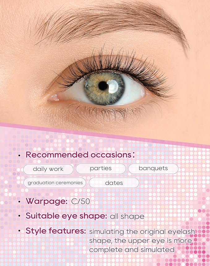 Frihappy Natural Looking False Eyelashes Natural Lashes False Lashes Wispy Lashes C Curl Lashes 15mm Lashes 3D Air-Isis