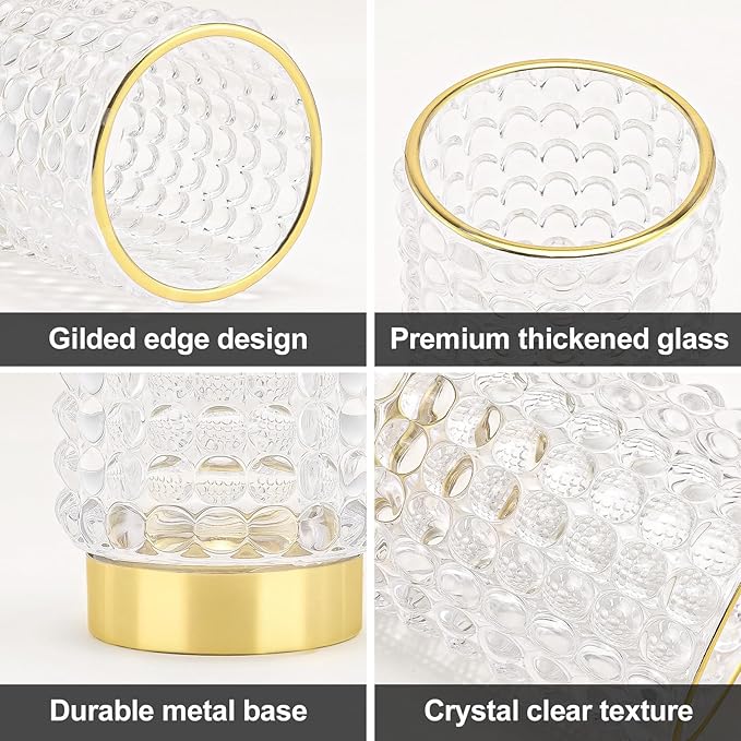 DASITON Makeup Brush Holder Organizer, Crystal Cosmetic Make Up Brush Holder, Glass Makeup Brushes Storage Organizer, Vintage Make Up Cup Desk Pen Pencil Holder, Toothbrush Holders (Clear S)