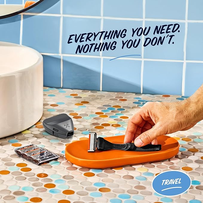 Dollar Shave Club | Travel Shave Set | 4 Extra Close Refill Cartridges, 1 Handle, 1 Razor Cover