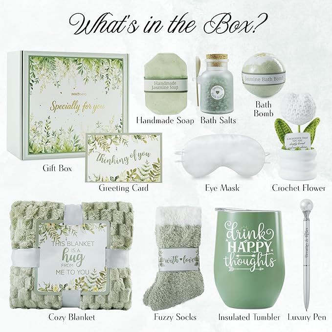 InnoBeta Self Care Gift Baskets for Women, Relaxation Gifts for Women, Useful Relaxing Gifts, Stress Relief Gifts for Her on Birthdays, Christmas