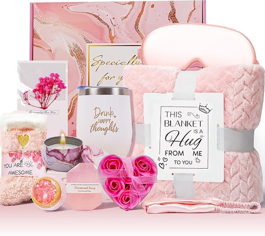 Birthday Gifts for Women, Gift Baskets for Women, Self Care & Get Well Soon Gifts, Rose Relaxing Spa Gift Baskets, Unique Gift Baskets for Mom Girlfriend Sister Wife Grandma
