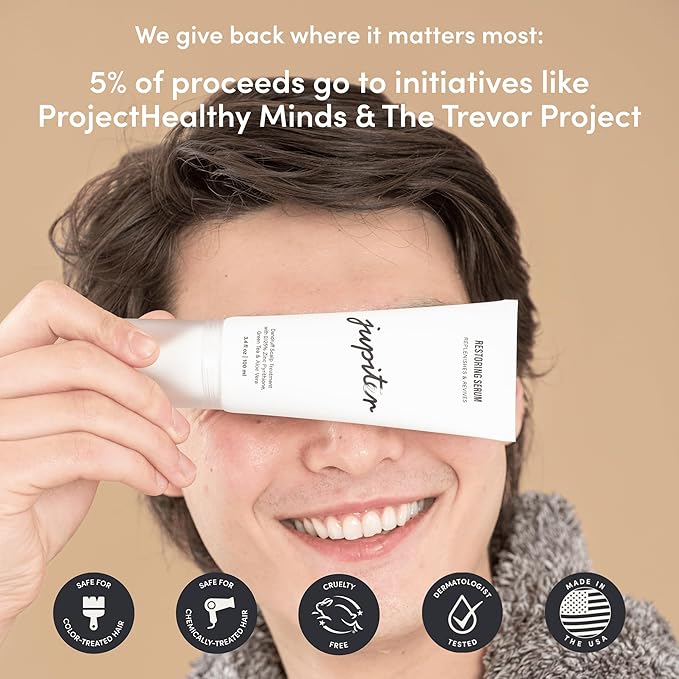 Jupiter Anti-Dandruff Shampoo and Serum, for Women & Men, Dermatologist-Formulated for Flaky, Itchy, Oily, & Dry Scalp, Sulfate-Free, Vegan, Color-Safe, & Paraben-Free, Shampoo with Zinc