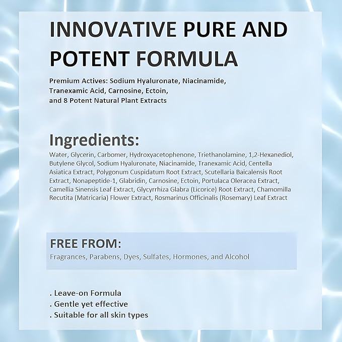 Leave-On Conductive Gel for Microcurrent & RF Devices with Hyaluronic Acid & Niacinamide, Fragrance-Free & Paraben-Free, Hydrating Nourishing Facial Gel Serum, 500mL