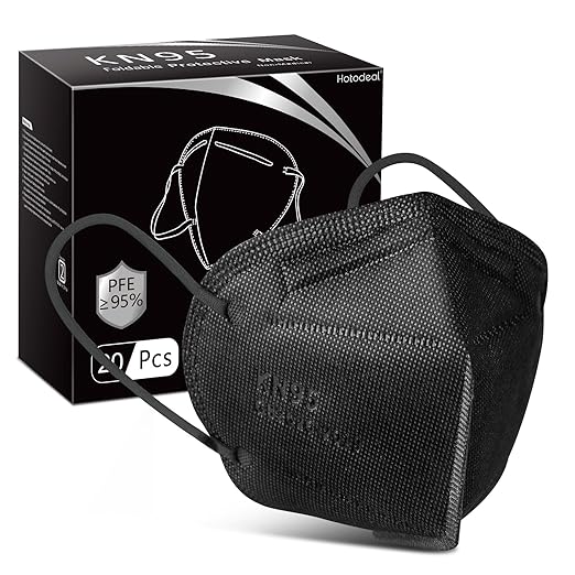 KN95 Face Mask 20 PCS,5 Layers Cup Dust Mask Against PM2.5 from Fire Smoke, Dust, for Men, Women, Essential Workers(Black)