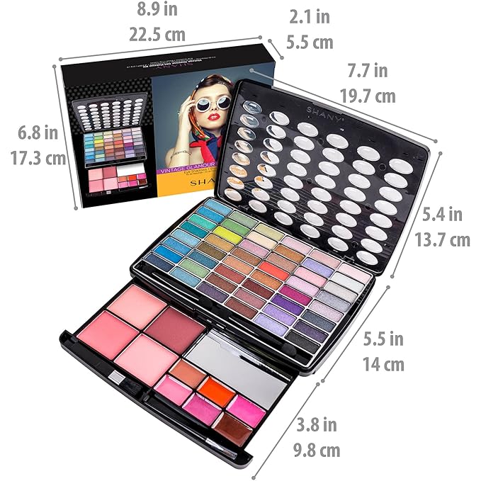 SHANY Glamour Girl Makeup Kit Eyeshadow Beauty Palette with Eye shadows, Blushes, Lipstick Lip-gloss, Make up Mirror, Cosmetics applicators, Premium Gift Packaging - Glamour